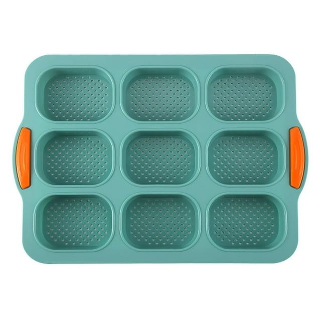 Non-Stick Silicone Baking 9-Cavity Oval Pan for Homemade Bread Loaves and Creation