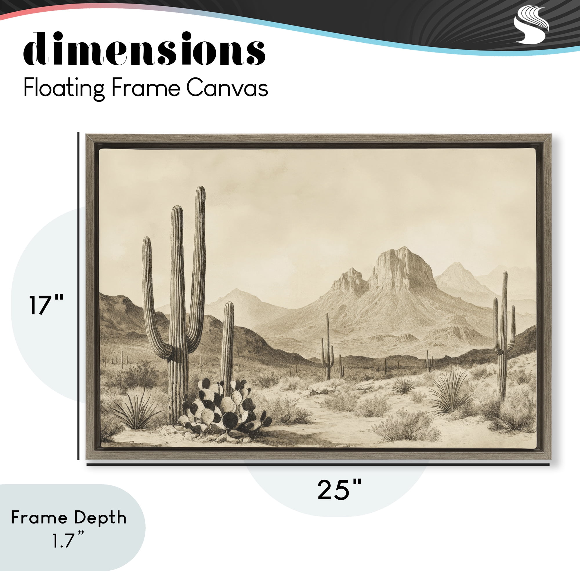 Stupell Industries Arizona Desert Vista Brown Framed Floater Canvas Wall Art, design by Petal Prints Design