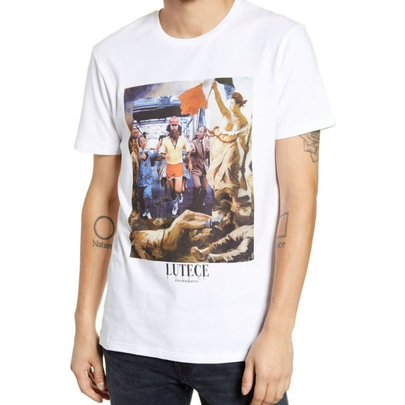 Elevenparis Mens Lutece Graphic T-Shirt, White, Medium