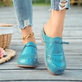 thumbnail image 2 of Mules for Women Thick Sole Orthopedic Sandals Splice Leather Closed Round Toe Hollow out Slip on Slides Walking Shoes Sky Blue Size 8, 2 of 6