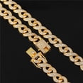 thumbnail image 5 of FEEL STYLE Adult 13MM Gold Plated Alloy Cuban Chain Necklace Male 5A Zircon Hip Hop Jewelry 18", 5 of 5