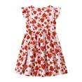 thumbnail image 3 of Fdqin Girls Dresses 4Pcs Floral Print Flutter Sleeve Swing Sundress Sleeveless Cute Summer Midi Dresses Casual Kids A-line Dress Pink White Colorful Red 5-6 Years, 3 of 7