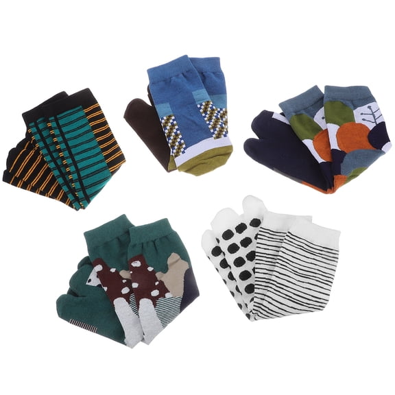 LEDMOMO 5 Pairs Japanese Socks with Split Toe Cotton Elastic Socks for Women