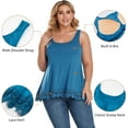 thumbnail image 4 of ANYFIT WEAR Plus Size Camisole with Built in Bra Padded Tank Tops for Women Flowy Sleeveless Summer Tops with Lace Hem Navy,S, 4 of 7