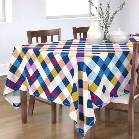 

Cotton Sateen Tablecloth 70 x 120 - Check Plaid Gingham Stripes Cheater Quilt Rainbow Print Custom Table Linens by Spoonflower