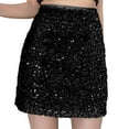 thumbnail image 1 of WTXUE Jupe à Sequins, Jupe Courte Décontractée Ajustée Taille Haute à Sequins pour Femmes, 3 Noir P, 1 of 4