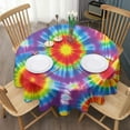 thumbnail image 3 of Rainbow Tie Dye Mandala Pattern Round Tablecloth 60"x60",Wrinkle Wipeable Table Cloth for Kitchen Dining Room Picnic Patio Party, 3 of 6
