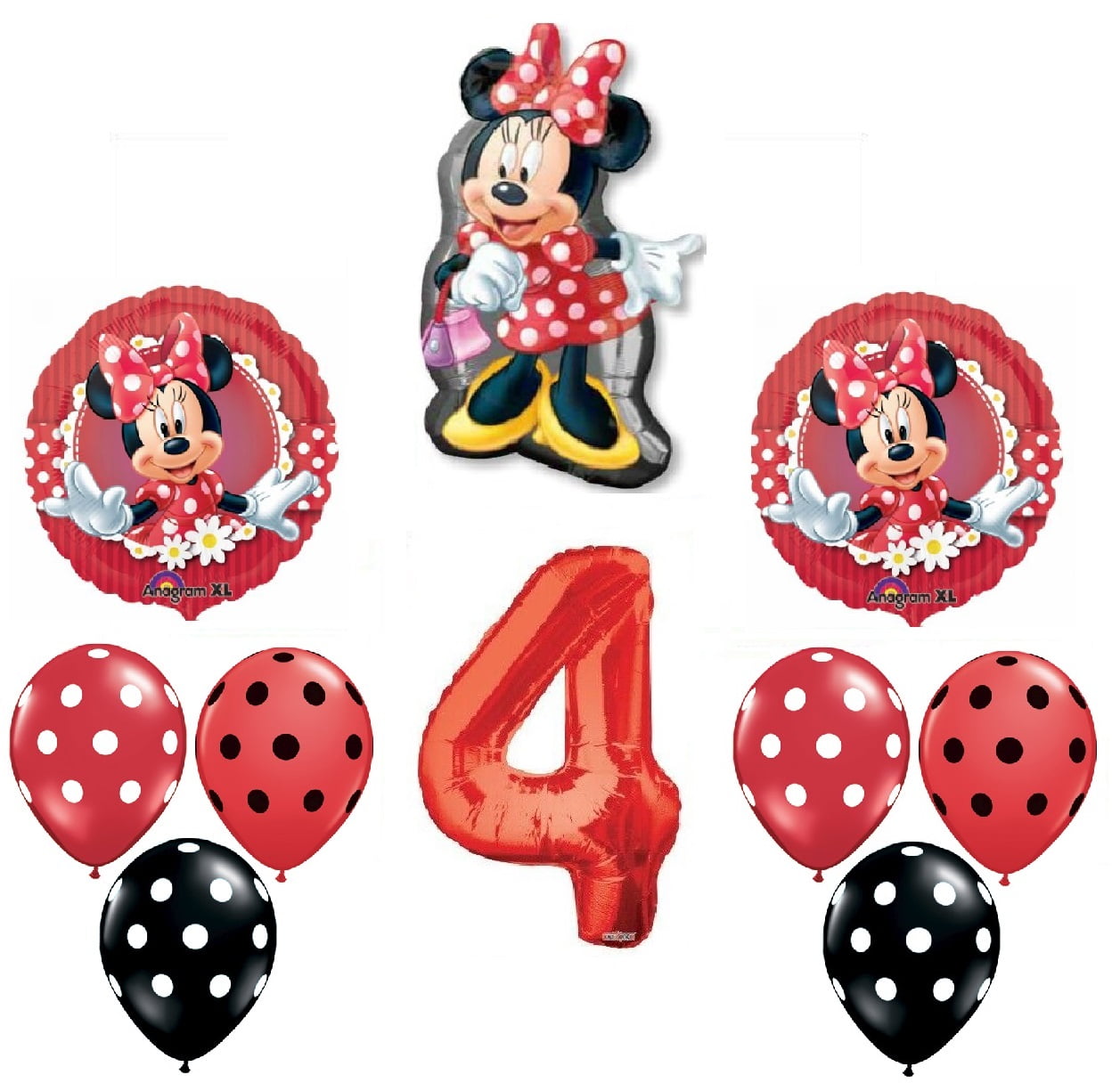 MAD About Minnie Mouse Red 4th Birthday Party Balloons