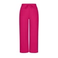 thumbnail image 6 of QATAINLAV Women's Wide Leg Linen Pants Elastic Waist Drawstring Summer Casual Beach Pant Lightweight Lounge Trousers with Pockets Hot Pink L, 6 of 8