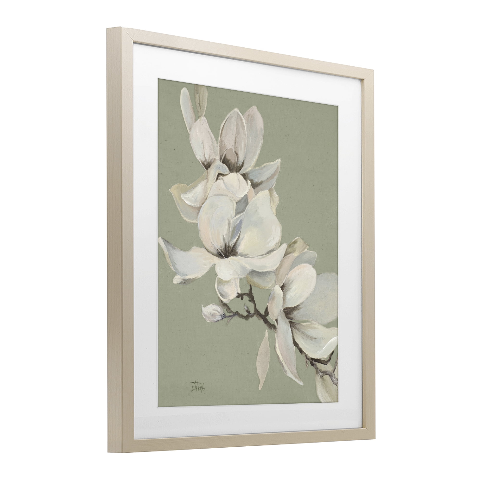 Stupell Industries Magnolias on Sage Florals Birch Framed Print Under Glass, design by Patricia Pinto
