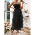 thumbnail image 5 of Women's Solid Color Mesh Panel Strapless Maxi Dress, 5 of 10