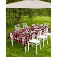 thumbnail image 4 of Outdoor Tablecloth with Umbrella Hole for Patio/Picnic/Party/Camping, Red White Floral Waterproof Table Cloth Rectangle Table Cover Washable, Farmhouse Retro Botanical Leaves 54"x 80", 4 of 7