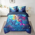 thumbnail image 3 of Feelyou Mermaid Princess Teens Twin Bedding Sets 7-Piece, Kawaii Ocean Dolphin Bedding Comforter Set, Dreamy Marine Fairy Tale Reversible Sheet Sets, Super Cozy Room Decor, 3 of 9