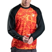 Aqua Design Rash Guard Men Long Sleeve Thumb Hole UPF 50 Rashguard Swim Shirts: Liquid Lava/Black size Large