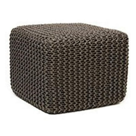 Natural Jute 18" Square Knit Pouf Ottoman Gray
