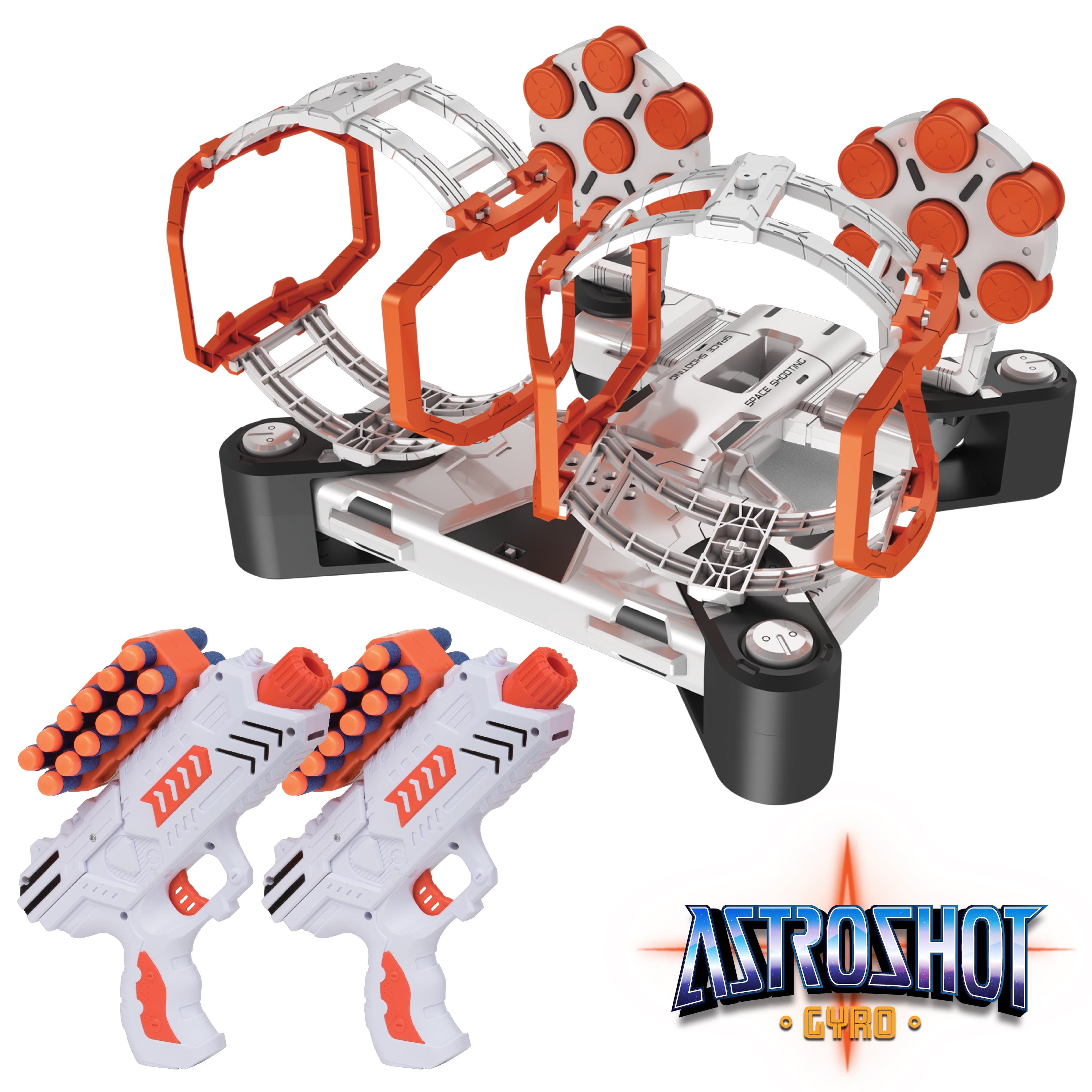AstroShot Gyro Nerf Compatible Target Shooting Game with 2 Blaster Toy Guns and 24 Foam Dart