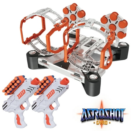 AstroShot Gyro Nerf Compatible Target Shooting Game with 2 Blaster Toy Guns and 24 Foam Dart Nerf (Best Way To Shoot A Gun)