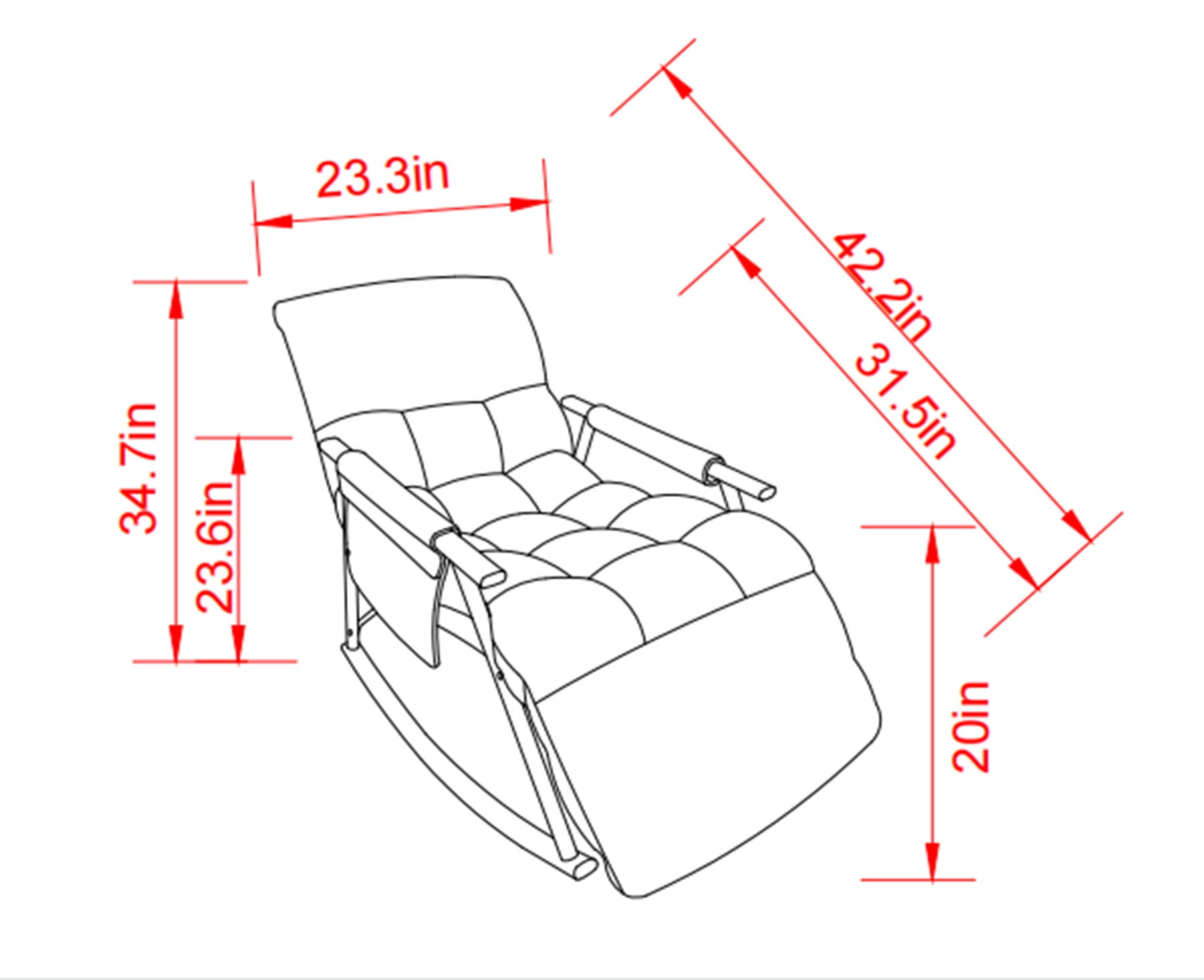 Multi-Position Reclining Rocking Chair Adjustable Back & Footrest Soft Sponge Cushion Gentle Rocking, No Dizziness Easily Foldable & Portable (300LBs) Nursery Glide Chair
