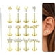 thumbnail image 1 of Paquete múltiple de aretes tipo dormilona a presión, respaldo plano, calibre 18/20, hipoalergénicos, sin rosca, acero quirúrgico 316L chapado en oro 14 K Xtellar Color dorado, 1 of 4