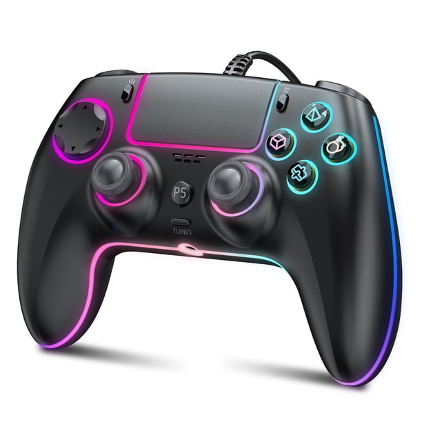Controlador con cable GUOC RGB para PS5/PS4 y PC