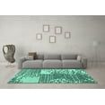 thumbnail image 3 of Ahgly Company Machine Washable Indoor Square Abstract Turquoise Blue Modern Area Rugs, 6' Square, 3 of 4