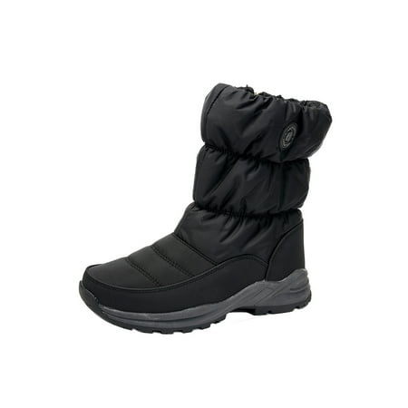 

Harsuny Womens Mens Winter Boots Waterproof Insulated Warm Faux Warm-Lined High Top Mid-Calf with Side Zippers Black 8