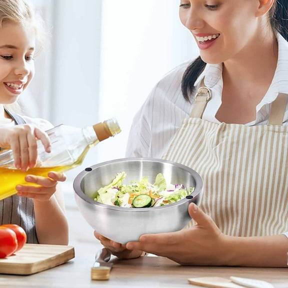 Horivan Double Walled Stainless Steel Salad Bowl with Temperature Control Large Capacity Insulated Serving Bowl for Chilled Fruit Party Dip Picnic Outdoor Entertaining Kitchen Gadgets