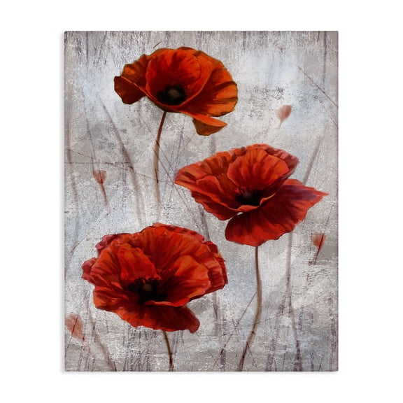 Stupell Industries French Country Red Poppies over Grey Canvas Art, 16 x 20, by Ziwei Li