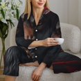 thumbnail image 6 of Gukieu Mysterious Hooded Wolf Print Women's Long Sleeve Pajama Set, Button Top Elastic Pocket Pajama Pants Two Piece Set Home Wear-X-Large, 6 of 7
