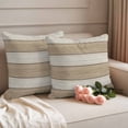 thumbnail image 2 of Brown Ombre Wooden Outdoor Waterproof Pillow Covers, Farmhouse Retro Khaki Wood Decorative Square Throw Pillowcase Sofa Cushion Sham for Patio/Couch/Chair, 16"x16" 2 Pack, 2 of 8
