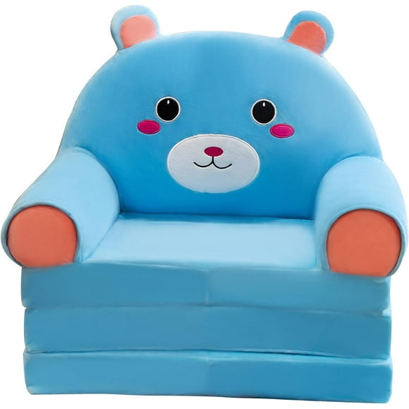 Children 2-in-1 Convertible Sofa to Lounger - Foldable Sofa Cover Backrest Armchair Flip Open Sofa Bed Children Couch for Living Room Bedroom Cute Cartoon Lazy Plush Sofa (H)