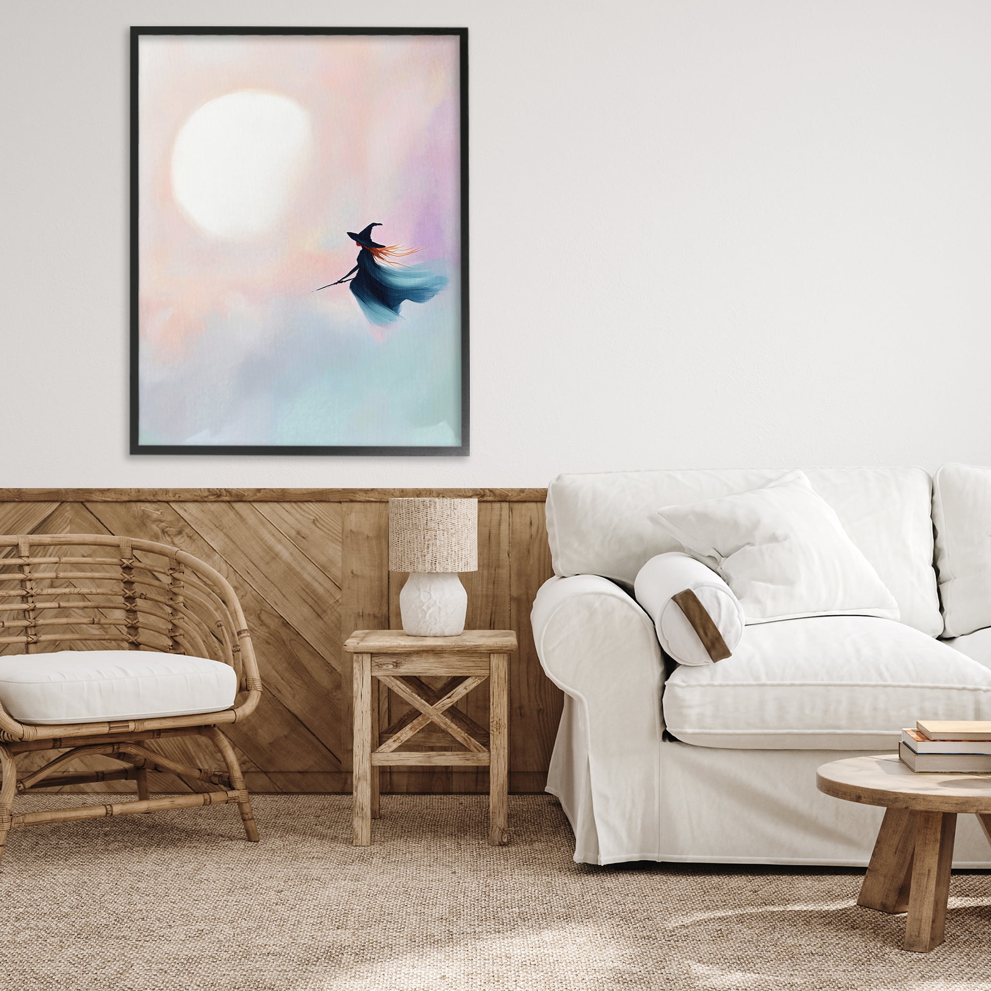 Stupell Industries Witch Flying at Sunset Black Framed Giclee Art, design by The Prints Vibe