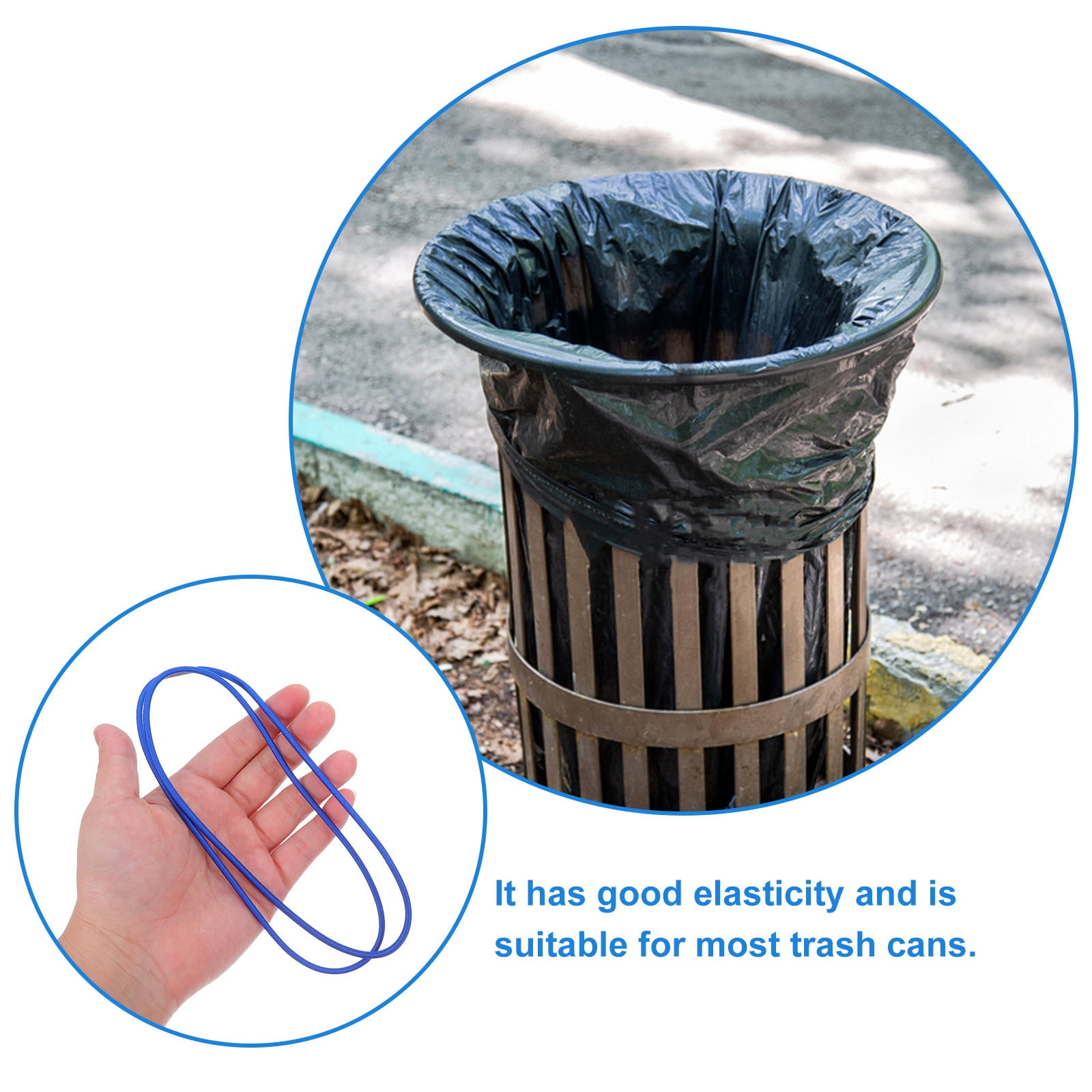 ELAYARD 9-Pack Elastic Garbage Can Bands with Stainless Steel Connectors, Assorted Colors for Home, Office, Outdoor Use