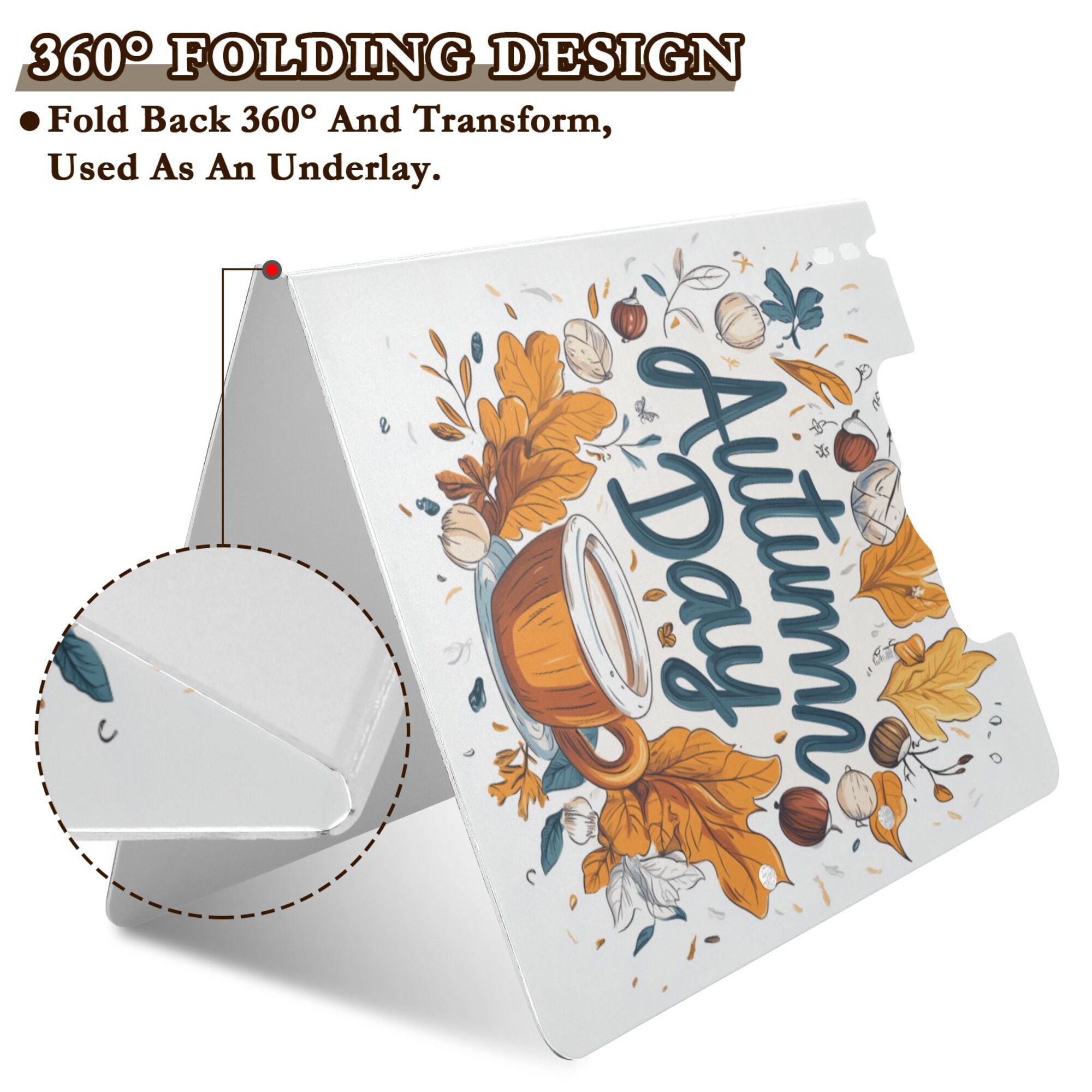 FORMRS A4 Clipboard Folder with Pen Holder Horizontal Foldable School Office Binder, Autumn Day with Cocoa Pattern