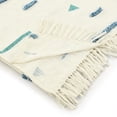 thumbnail image 3 of LR Home Cream/Blue Embroidered Geometric Adult Cotton Throw Blanket, 50" x 60", 3 of 8