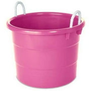 Homz Plastic Utility Tub with Rope Handles, 18 Gallon, Pink, Set of 4
