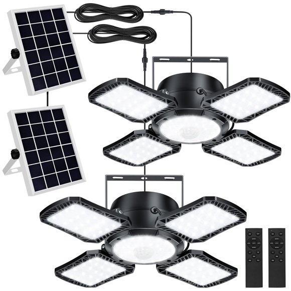 Luz solar para cobertizo Aqonsie de 176 LED con sensor de movimiento, paquete de 2