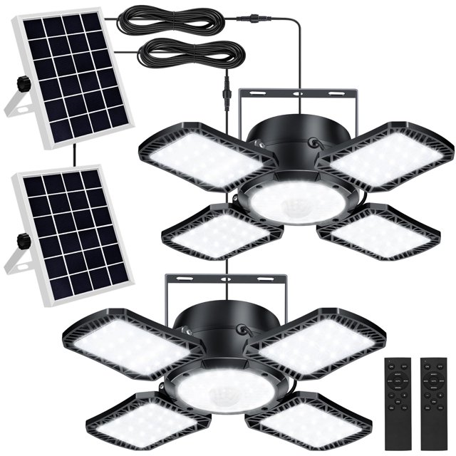 Luz solar para cobertizo Aqonsie de 176 LED con sensor de movimiento, paquete de 2