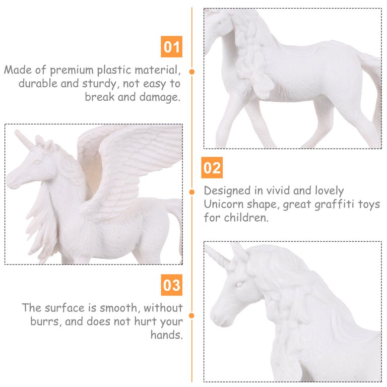 Nuolux 4pcs White DIY Painting Unicorn Toys Paintable Unicorn Figurines Children Art Craft Toys, Size: 7x7x2CM