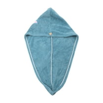 Unique Bargains 1 Pc Water-absorbent Embroidery Hair Towel for Bathroom Blue Coral Fleece