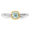thumbnail image 5 of Auriga Fine Jewelry 925 Sterling Silver w/Gold-plate Aquamarine Ring for Women Size 8, 5 of 6