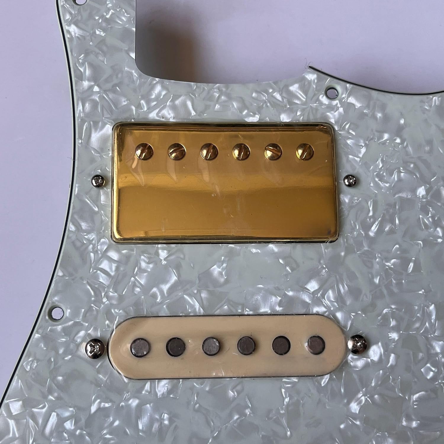 HSH Prewired Guitar Strat Pickguard Set, Gold Housing Alnico 5 Humbucker Pickups Coil Splitting Switch Multi Switch Harnesses,For Fender St Electric Guitar Replacement Part
