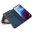 thumbnail image 6 of Zipper Wallet Case for Motorola Moto G Power 2021 Large Capacity Card Slots Holder Magnetic Cover, Luxury PU Leather Anti-Shock Flip Folio Case with Kickstand Wrist Strap Handbag Protective Case,Blue, 6 of 8