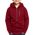 thumbnail image 2 of Besolor Kids Boys Zip up Hoodies Fall Winter Fleece Lined Thermal Warm Long Sleeve Hooded Sweatshirts with Zipper Pockets(10-11 Years,Wine), 2 of 7