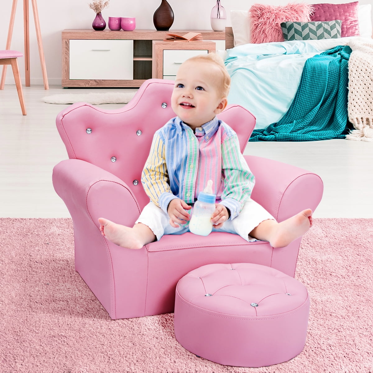 little girl chair with ottoman