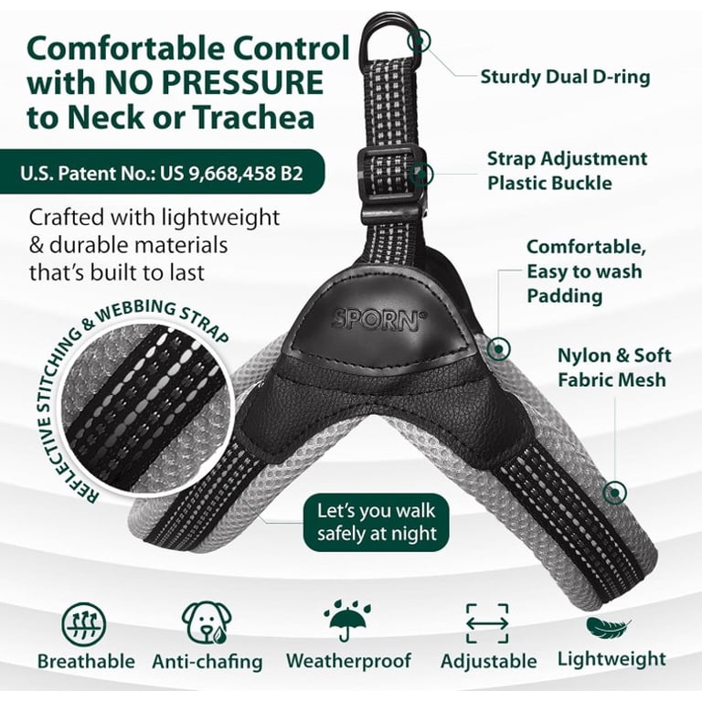 Sporn Easy Fit Adjustable Dog Harness for Large Dogs, Reflective