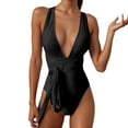 thumbnail image 1 of LUOGENLI 1-Piece Swimsuit Women Plus Size with Cover Up Women One Shoulder Swimsuit Bikini Swimsuit Irregular Solid Color Monokinis Swimsuit Black Size M, 1 of 5