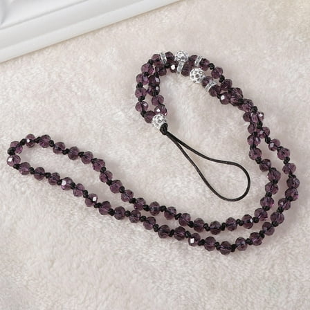 LULULION Lanyard for Phone Crystal Beads Dark Purple 1Set