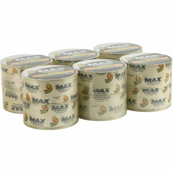 Duck Max Strength Packing Tape, Clear, 1.88 in. x 54.6 yd. - 12 Rolls
