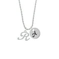 thumbnail image 2 of Delight Jewelry Silvertone Small Gelato Script Initial - R - Silvertone Script Initial Disc - A - Charm Necklace, 20"+3", 2 of 4